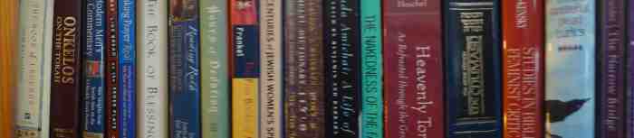 bookshelf of Jewish texts