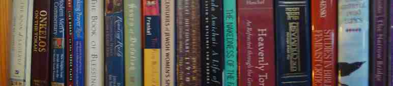 bookshelf of Jewish texts