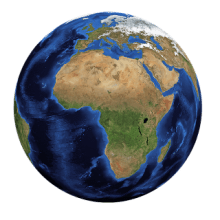 Feature Image is globe view showing the continent of Africa.