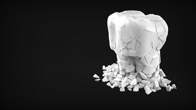 abstract image showing single tooth cracked and crumbling